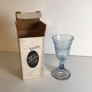 Tiara Exclusive Blue Glass Last Supper Cross Grape Vine Goblet Vintage T-309